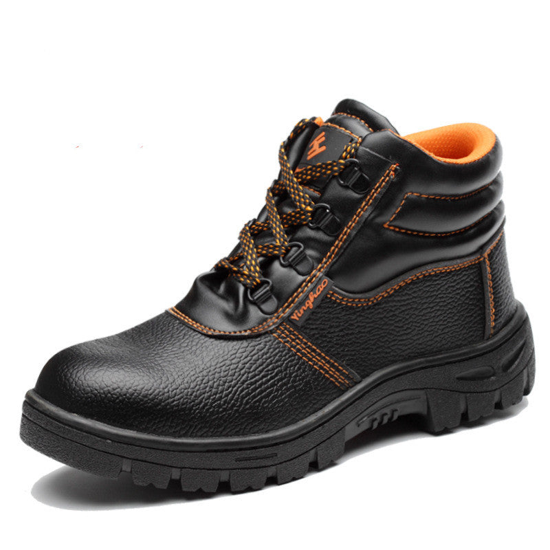 steel toe high-top work shoes