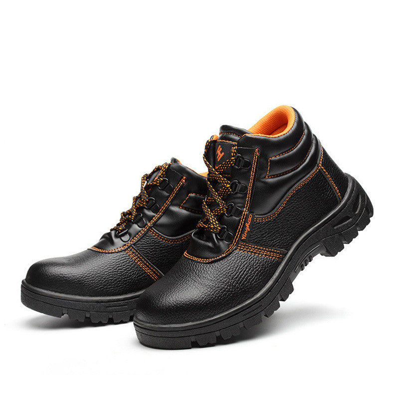steel toe high-top work shoes