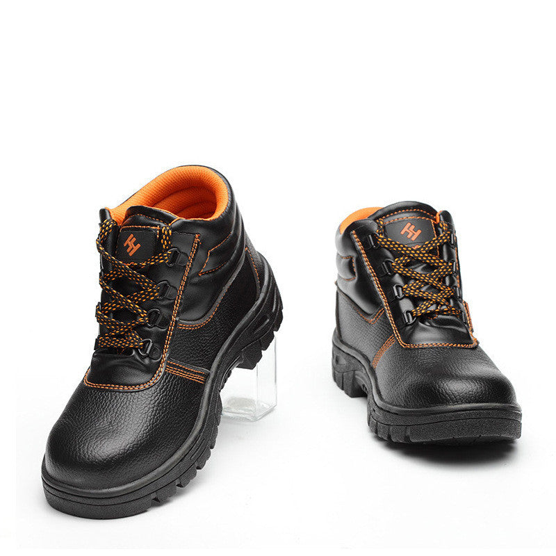 steel toe high-top work shoes