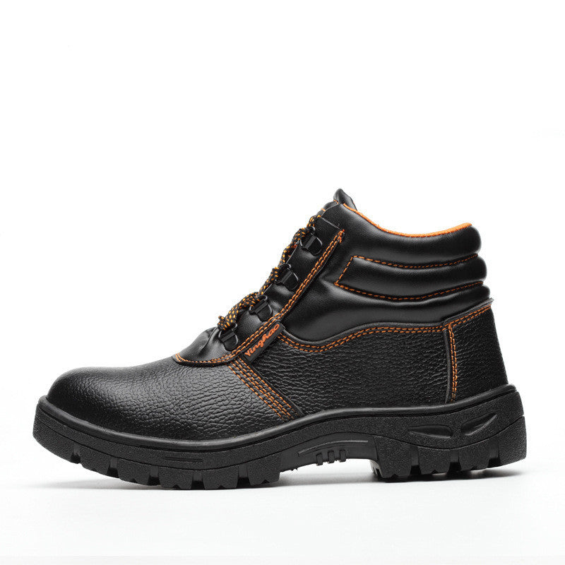 steel toe high-top work shoes