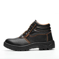 steel toe high-top work shoes