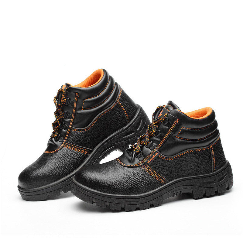 steel toe high-top work shoes